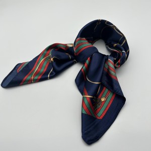 Navy blue vintage silk scarf